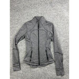 Lululemon Define Jacket Women's Gray Herringbone Full Zip Pockets Thumb Holes